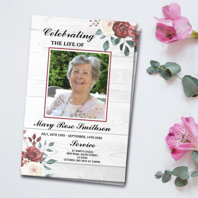 Funeral Order of Service Celebration of Life Roses Flyer (Creator Uploaded)