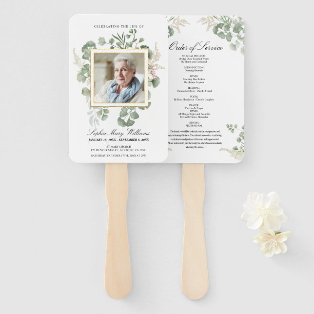 Funeral Order of Service | Floral Set of Fans (Front and Back)