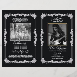 Funeral Order of Service Gothic Rock Black Black Flyer