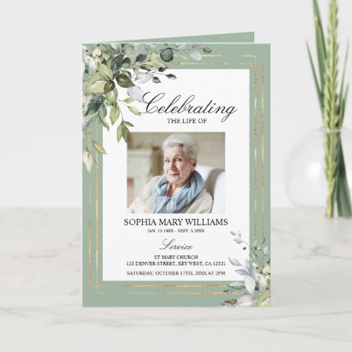 Funeral Order of Service | Green Memorial Program