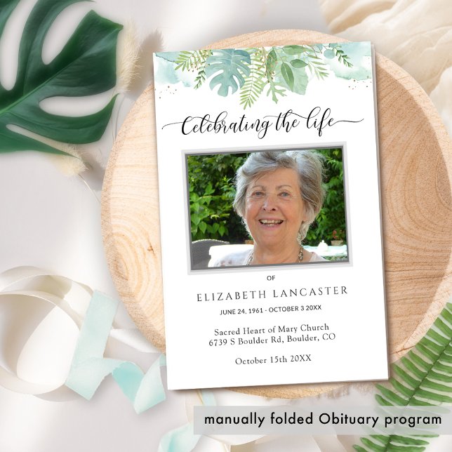 Funeral Order of Service Greenery Memorial Program (Creator Uploaded)