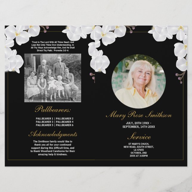 Funeral Order of Service Life Dark Orchid Flyer (Front)