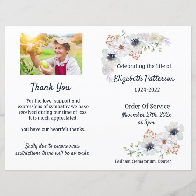 Funeral Order Of Service Memorial Program (Front)