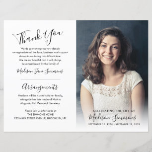 Funeral Order of Service Photo Memorial Program