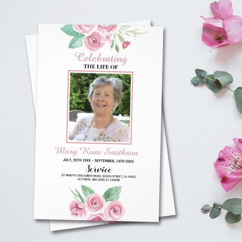 Funeral Order of Service Roses Celebration of Life Flyer