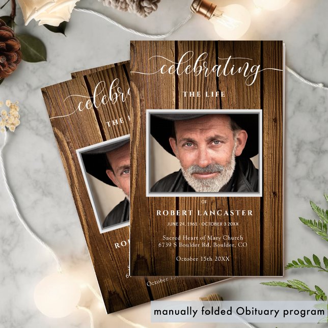 Funeral Order of Service, Rustic Memorial Program (Creator Uploaded)