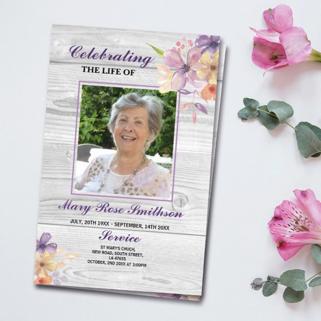 Funeral Order Service Celebration of Life Purple  Flyer (Creator Uploaded)