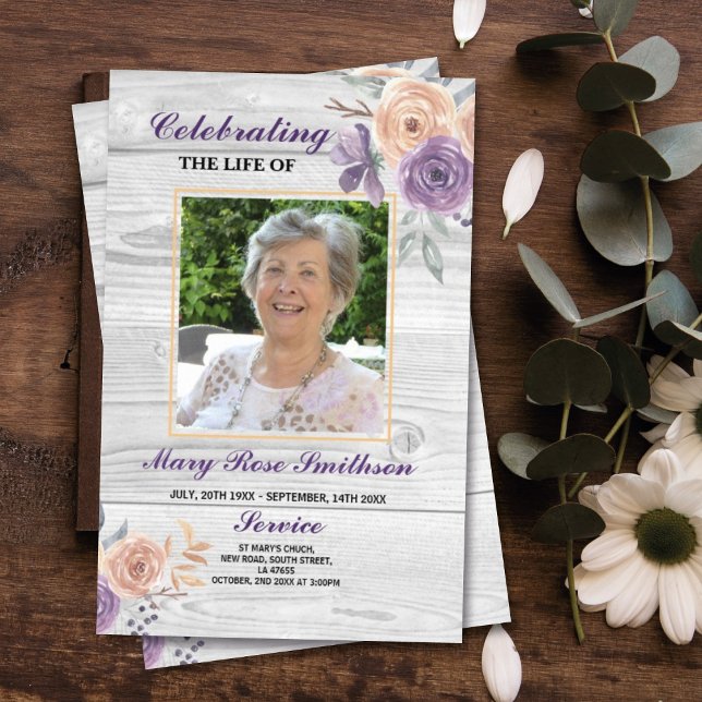 Funeral Order Service Celebration of Life Purple   Flyer (Creator Uploaded)