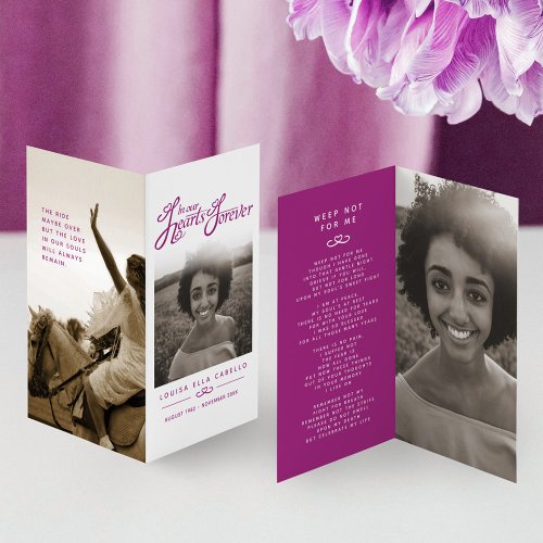 Funeral our hearts forever violet photo poem card