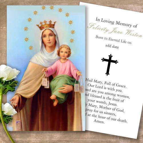 Funeral Our Lady Mt Carmel Prayer Sympathy Cards