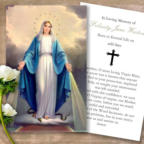 Funeral Our Lady of Grace Prayer Sympathy Cards