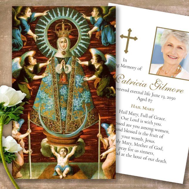 Funeral Our Lady of Lledo Prayer Sympathy Cards (catholic, religious, celebration of life, in loving memory of, prayer cards for bereavement)