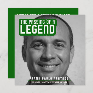 Funeral passing of a legend modern green poem card