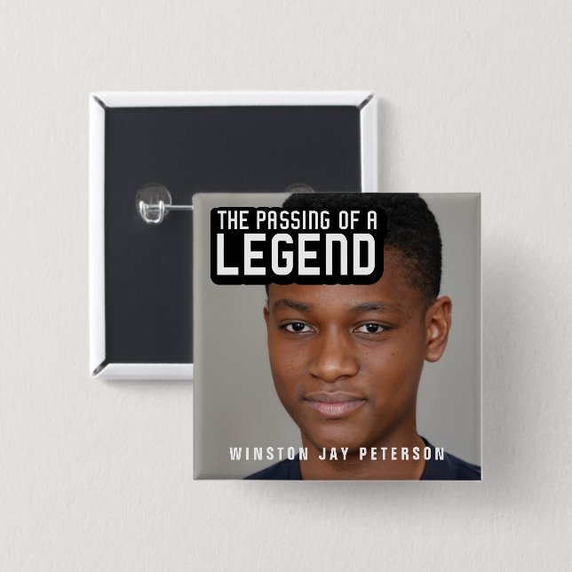 Funeral passing of a legend modern text mono  button (Front & Back)