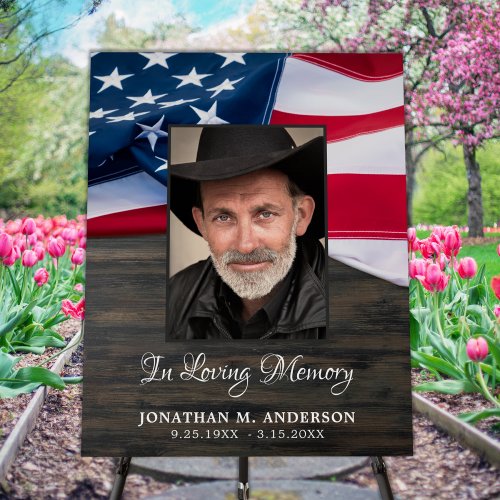 Funeral Patriotic Veteran Photo USA Flag Memorial Foam Board
