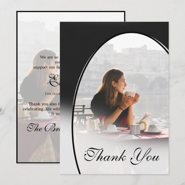 Funeral Personal Photo Elegant Simple Thank You Card (Front/Back)