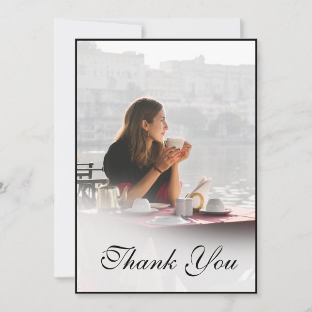 Funeral Personal Photo Simple Elegant  Thank You (Front)