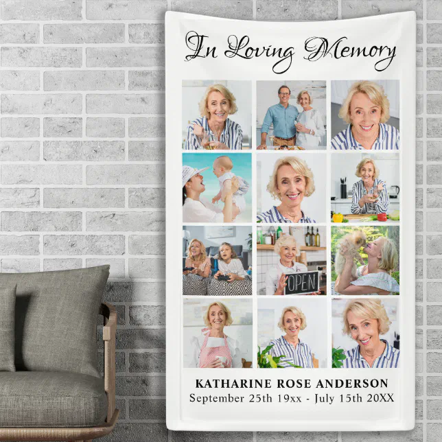 Funeral Personalized 12 Picture Memorial Banner | Zazzle