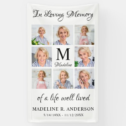 Funeral Personalized 8 Photo Collage Memorial Banner
