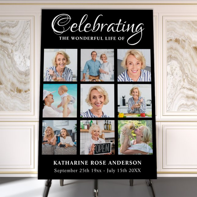 Funeral Personalized 9 Photo Collage Memorial Foam Board (Creator Uploaded)