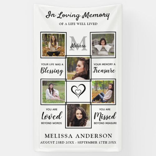 Funeral Personalized Photo Collage Loving Memory Banner