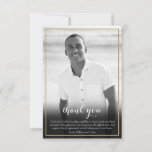 Funeral Photo Black and White Elegant Thank You Card