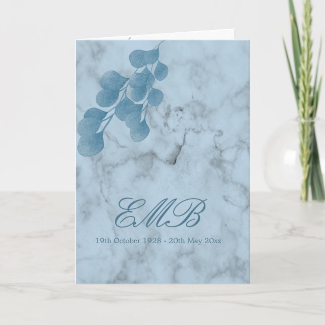 Funeral Photo Blue Eucalyptus Celebration Of Life Invitation (Front)