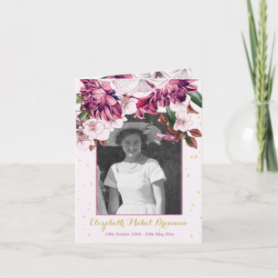 Funeral Photo Burgundy Floral Elegant Invitation