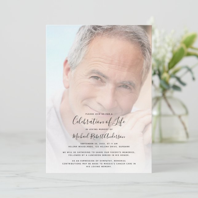 Funeral Photo Celebration of Life Memorial Invitation (Standing Front)