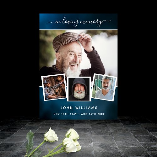 Funeral photo collage blue sky memorial welcome  poster