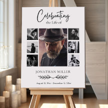 Funeral Photo Collage Sign Editable Template, Fune