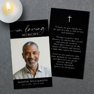 Funeral Photo Cross Elegant Prayer Card