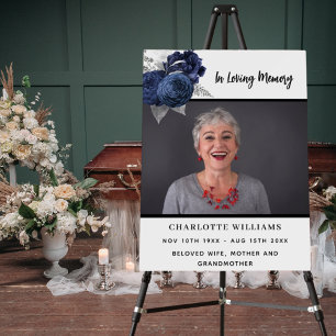 Funeral photo floral simple memorial welcome foam board