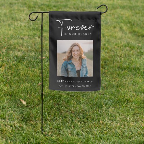 Funeral Photo Forever in our Hearts Poem Prayer Garden Flag