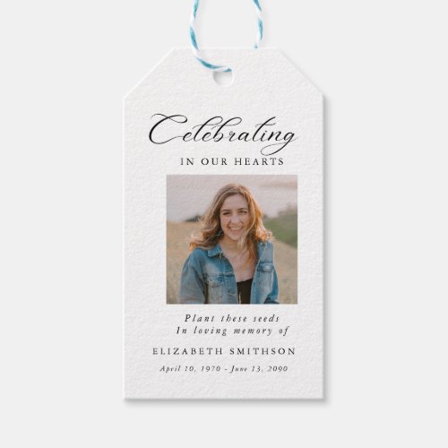 Funeral Photo Forever in our Hearts Poem Prayer Gi Gift Tags