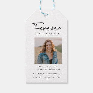 Funeral Photo Forever in our Hearts Poem Prayer Gift Tags