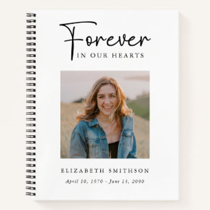 Funeral Photo Forever in our Hearts Poem Prayer Notebook