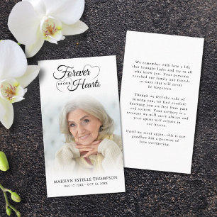 Funeral Photo Forever in Our Hearts Prayer Card
