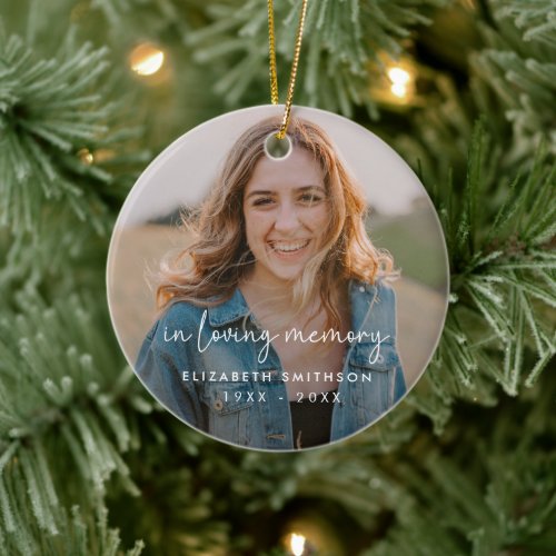 Funeral Photo In loving Memory Christmas Ceramic Ornament