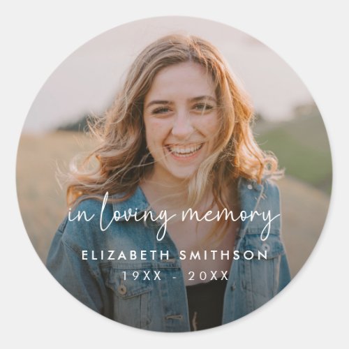 Funeral Photo in Loving Memory  Classic Round Sticker