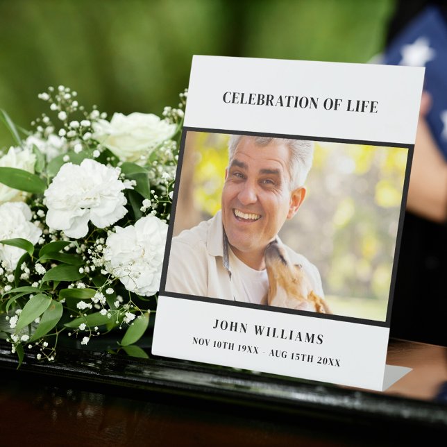 Funeral photo memorial celebration of life pedestal sign (Creator Uploaded)