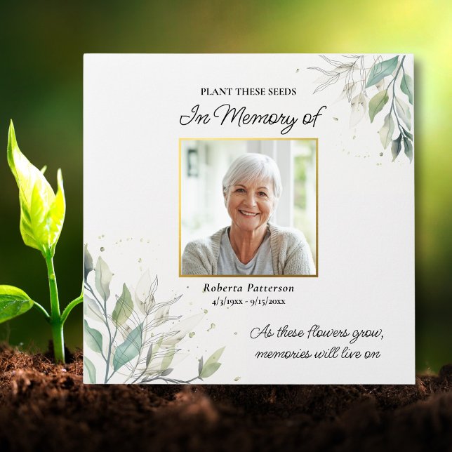 Funeral Photo Memorial Favor Flower Seeds Custom  Envelope (Creator Uploaded)
