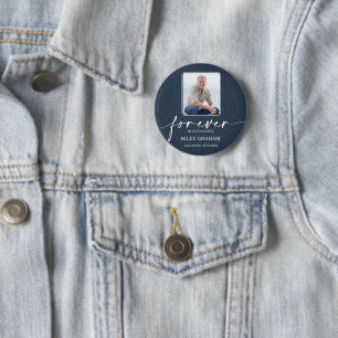 Funeral Photo Memorial Tribute Blue Jean Button