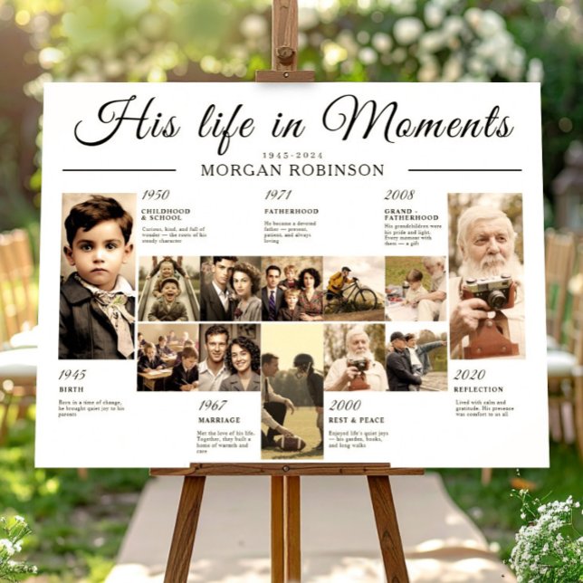 Funeral Photo Memory Timeline Board Poster (Funeral Photo Memory Timeline Board Poster, Memorial Gift Idea, Celebration of Life Decor)