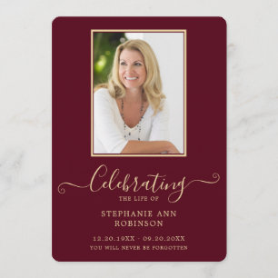 Funeral Photo Order of Service Burgundy Gold Program