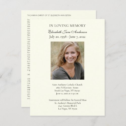 Funeral Photo Prayer Religious Catholic Card