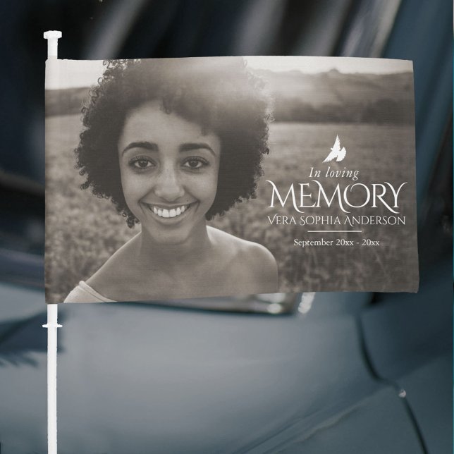 Funeral photo remembrance white dove car flag (Creator Uploaded)