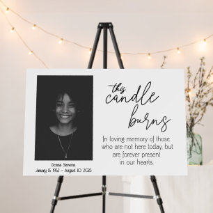 Funeral Photo Sign, this candle burn memorial sign