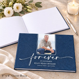 Funeral Photo Sympathy Memorial Denim Guest Book