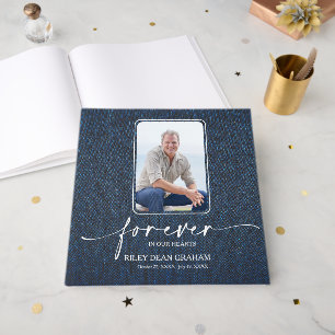 Funeral Photo Sympathy Memorial Denim Scrap Book